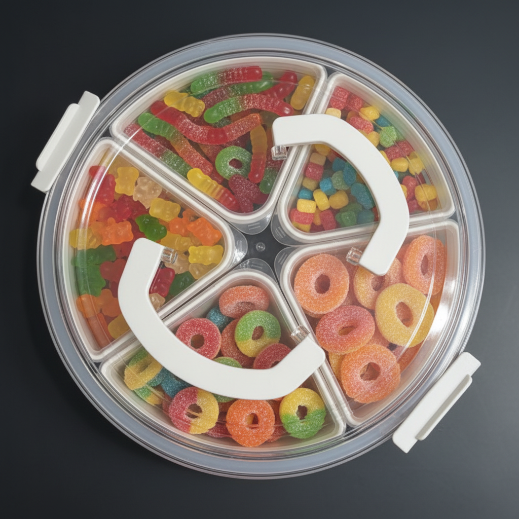 2.5 LB Gummy Pick & Mix Snackle Box - 5 Compartments Dark Background