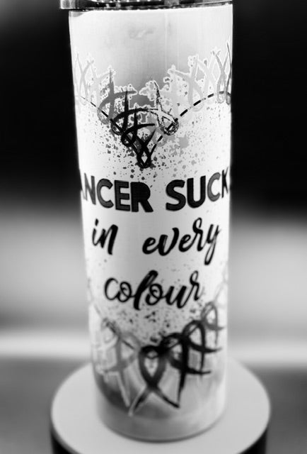 Cancer Sucks in Every Colour  20 oz Stainless Steel Sublimated Tumbler