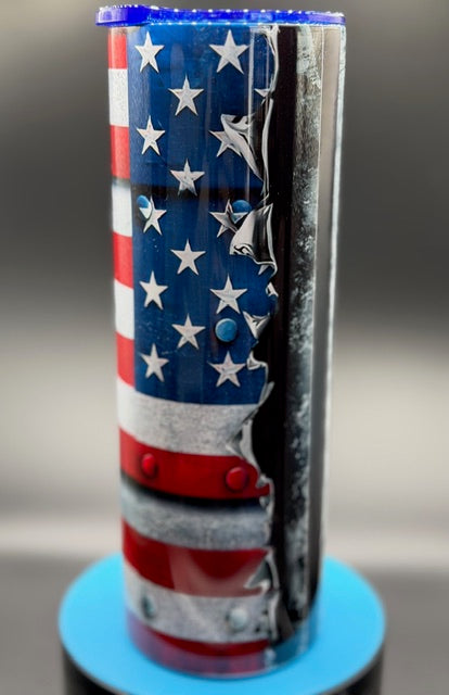 Thin Blue Line Sublimated 20 oz Stainless Steel Tumbler