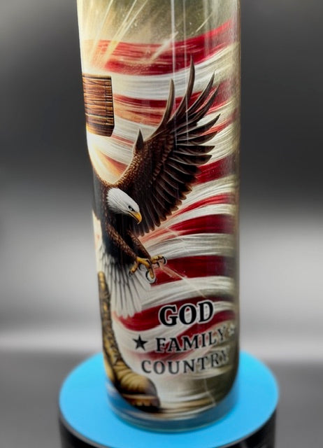 God Family Country Sublimated 20 oz Stainless Steel Sublimated Tumbler