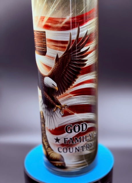 God Family Country Sublimated 20 oz Stainless Steel Sublimated Tumbler
