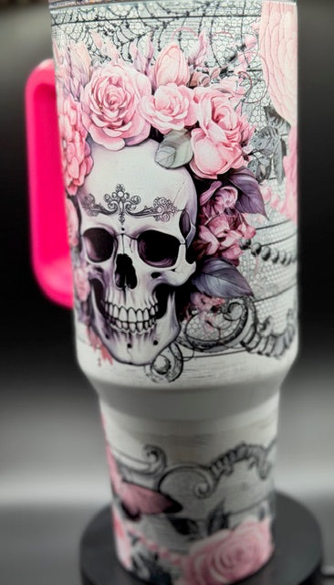 Skull and Roses Sublimated 40 oz Stainless Steel Tumbler
