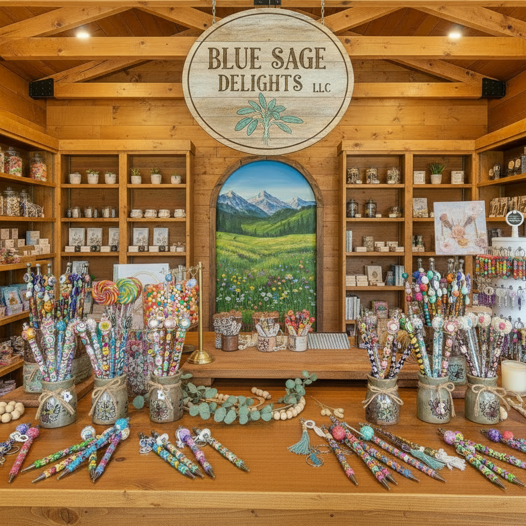 Blue Sage Delights booth without journals