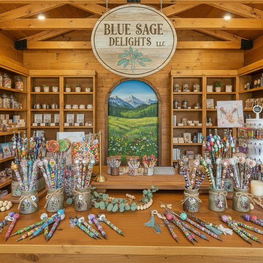 Blue Sage Delights booth without journals