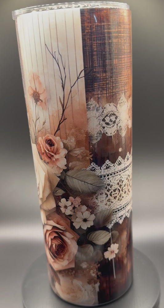 Lace and Roses Sublimated 20 oz Stainless Steel Tumbler